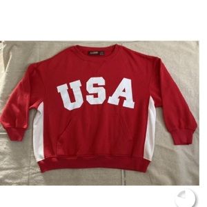 Vintage USA LA Blues Spell Out Patriotic Womens sweatshirt kangaroo pocket M